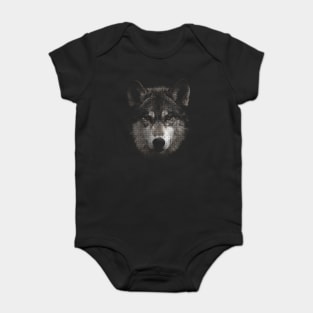 Animal Wolf Halftone Baby Bodysuit